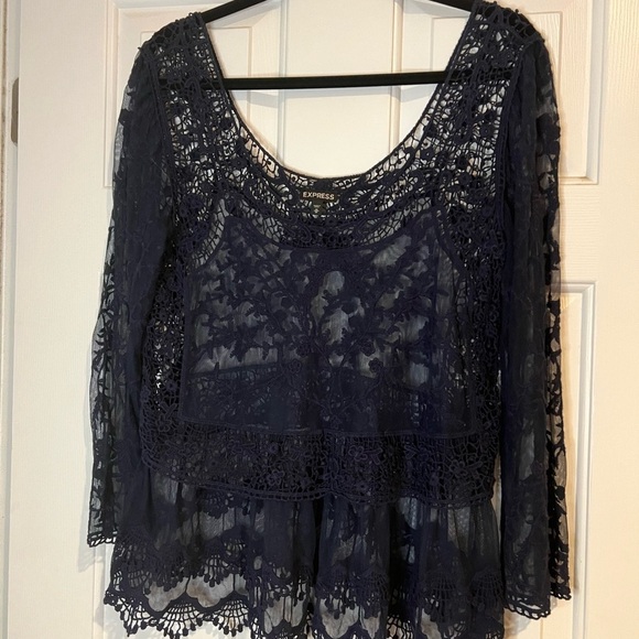 Express Tops - Express Navy Lace Women's Top
